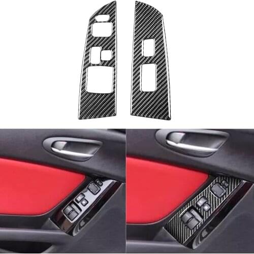 Carbon Fiber Door Window Lift Switch Panel Modified Interior Sticker Car Accessories Fit For Mazda RX-8 rx8 2004-2008
