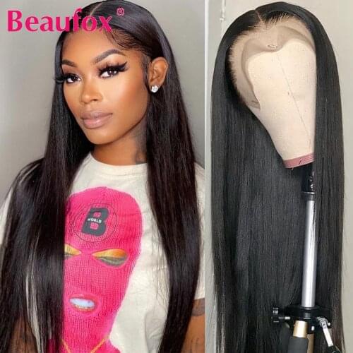 Beaufox Straight Lace Front Wig Brazilian Lace Front Human Hair Wigs For Black Women 13x4 Lace Frontal Wig Pre Plucked Lace Wigs