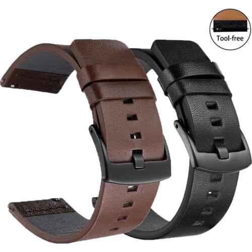 24mm 18mm 20mm Quick Release Genuine Leather Watch Band for Samsung galaxy watch 3 45mm Gear S3 Strap 46mm 22mm