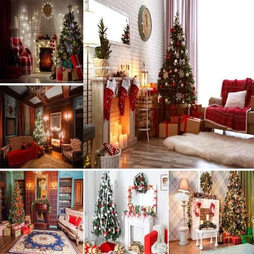 Lyavshi Navidad Photography Background Indoor Socks Christmas Tree Fireplace Background Photography Props Studio Background