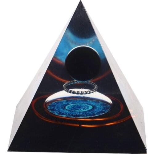 Handmade Orgonite Pyramid 60mm Obsidian Crystal Sphere With Energy Copper Circle PTSD Orgone Accumulator Orgone