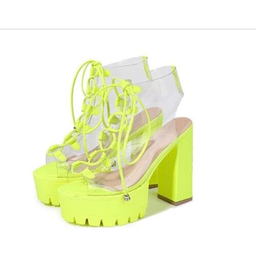 New Summer Fashion Design Women Sandals Transparent Strange High heels Ladies Sandals Open Toe Shoes transparent lace up shoes