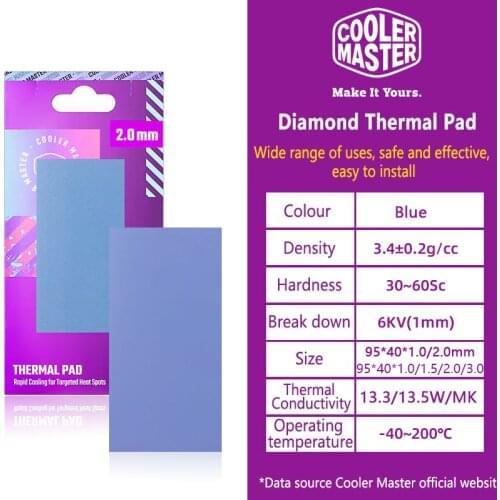 Cooler Master Diamond Heat Dissipation Silicone Pad Multi-Size Thermal Pad For CPU/GPU Card Motherborad RAM SSD Water Cooling