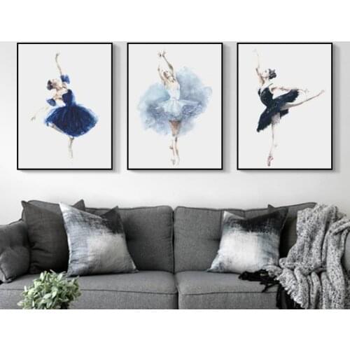 Modern Minimalist Watercolor Ballet Dancer Decorative Painting Canvas Wall Art Living Room Decor Prints Poster