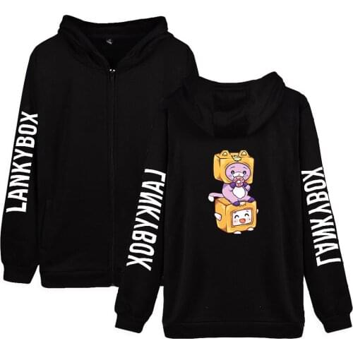 Lankybox Zipper Hoodies Women Men Fashion Prints Long Sleeve Hooded Sweatshirt Hot Sale Casual Streetwear Clothes