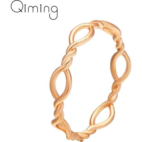 Geometric Thin Twist Infinity Stackable Finger Ring Gold Color Wedding Cocktail Party Jewelry Toe Foot Ring Bague Femme