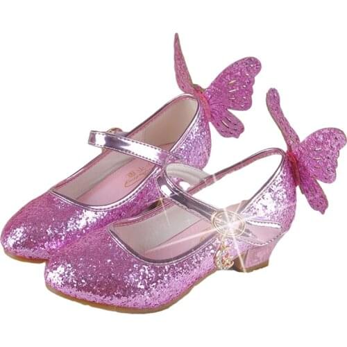 Girls' Spring Princess shoes 2020 Korean version of single shoes older Girls Crystal Dance shoes Childrens High Heel shoes