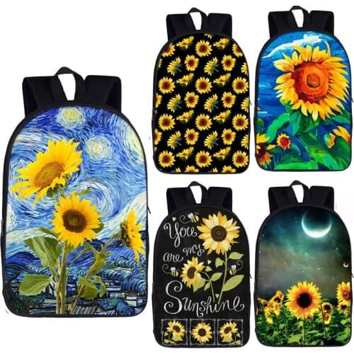Van Gogh starry night sunflower backpack women men rucksack travel bags children school bags for teenager boys girls kid bookbag