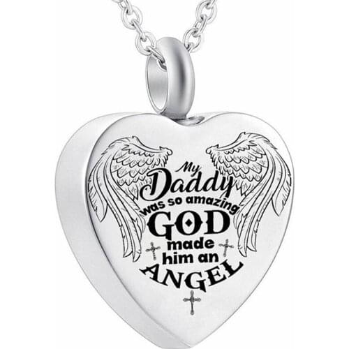 High Quality Cremation Urn Heart Pendant Necklace Daddy Grandpa Mom Son Family Pets Memorial Necklaces Stainless Steel Jewelry