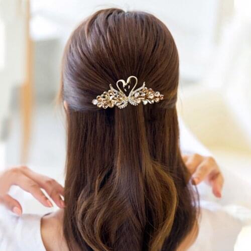 Swan Diamond Hair Top Clip Hair Bridal Hair Accessories Crystal Hair Antique Hair Pins Headwear Girls Jewelry 2021 new