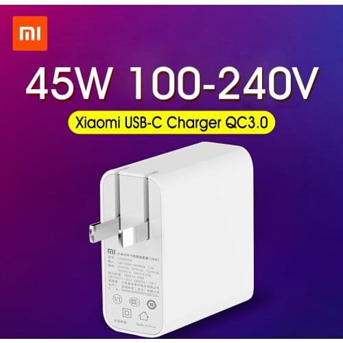 Xiaomi USB-C Charger 45W Power Adapter With Foldable US Plug QC3.0 Mini Portable Wall PD2.0 Travel Charger 100-240V For Macbook