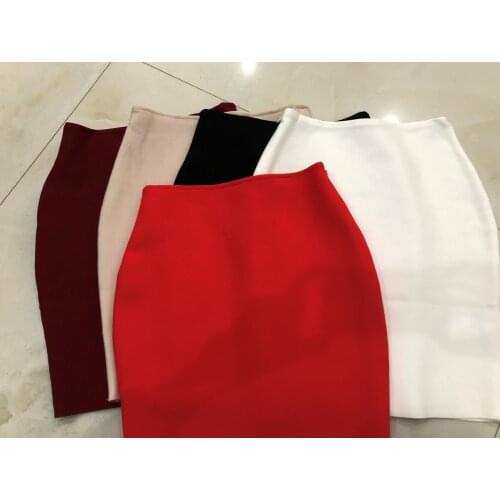 New Summer 2021 Sexy Solid Zipper Nude Black Bandage Skirt Women Elastic Bodycon Summer Mini Pencil Skirt