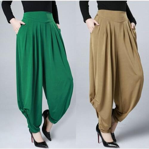 Women Fashion Wide Leg Pants High Waist Harem Pants Square Dance Pants Large Size Loose Leisure Trousers Lantern Pants