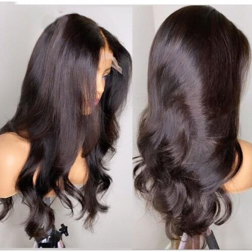 Glueless 26Inch Body Wave Black Lace Front Wig For Women Human Remy Hair Babyhair Preplucked Brazilian Can Dye Straight Daily