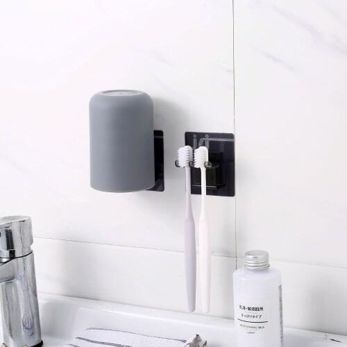 1 set Toothbrush Holder Toothbrush Cup Household Plastic Drain Simple Creative Wall-mounted Washing Rack With Toothbrush Cup