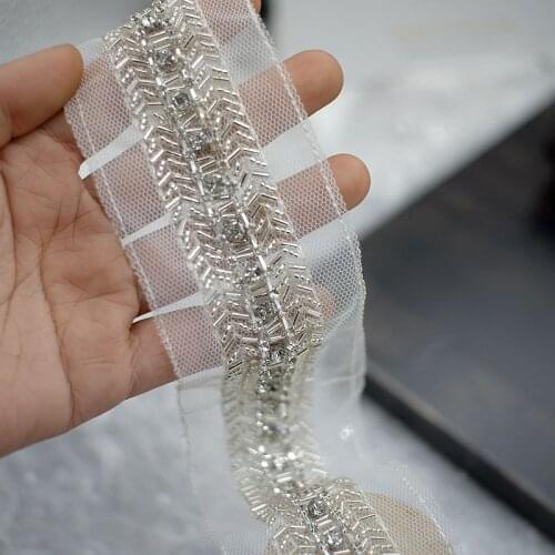 Mesh yarn diamond beaded lace beaded accessories Handmade DIY clothing jacket wedding dress decoration material