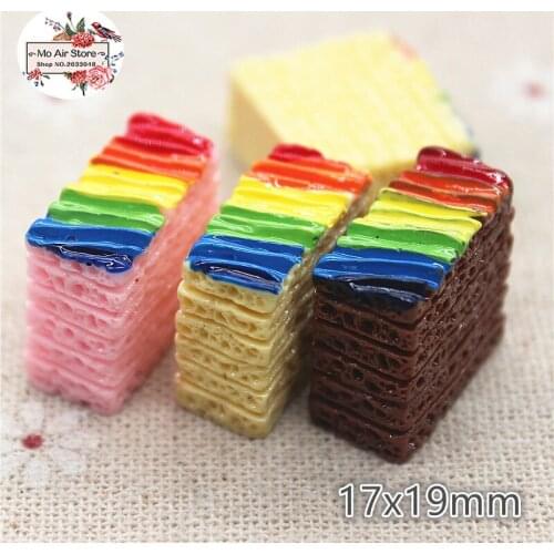 10pcs Resin kawaii Rainbow Cake flat back Cabochon Art Supply Decoration Charm Craft DIY 17mm
