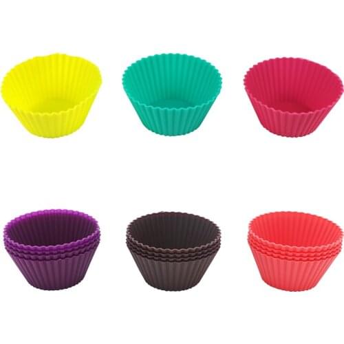 12Pcs/Lot Cupcake Holder Silicone Muffin Cups Cake Molds Stand Alone Reusable Flexible Non-Stick Baking Liners Standard Size