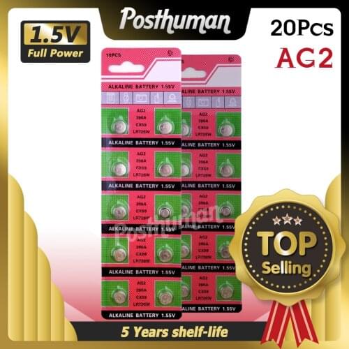 Posthuman 20PCS AG2 Alkaline Battery Watch Cell Button Batteries Alkaline Watches SR920SW SR69 SG6 371 605 For Watch Toys
