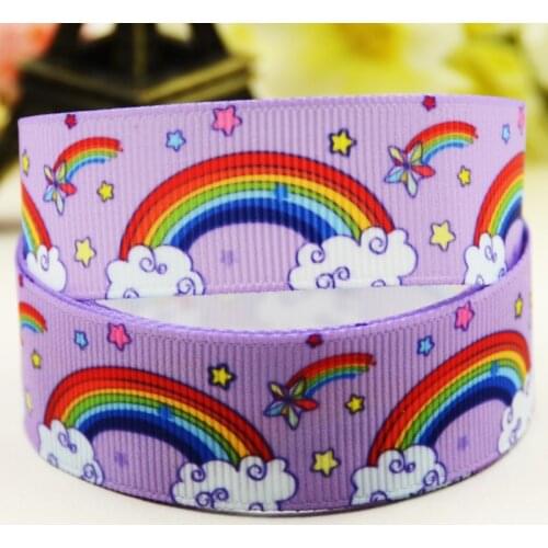 22mm 25mm 38mm 75mm Rainbow Cartoon printed Grosgrain Ribbon party decoration 10 Yards X-03426