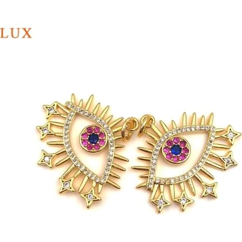 5pcs Shiny Cubic Zircon Gold Evil Eye Pendant Horse Eye Pendant Delicate Star Pendant Finding For Women Necklace Earrings Making