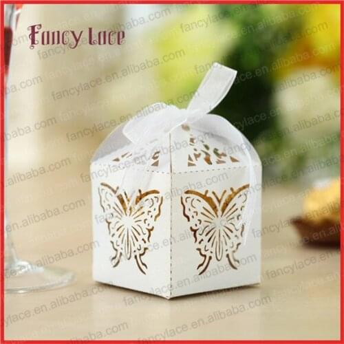 50pcs Wholesale Laser Cutting Butterfly Candy Box Customized for Gift Chocolate Packing Boxes Wedding Party Decoration Supplies