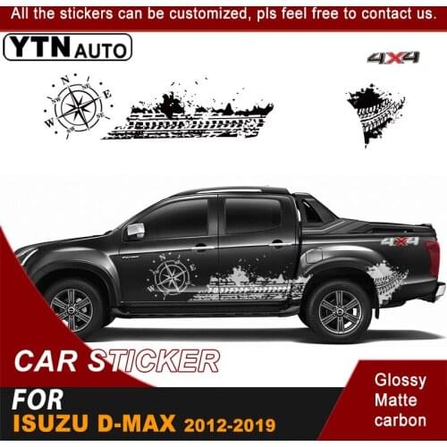 Car Stickers Side Door Rear Trunk Compass Tire Tracks Mud Splash Graphic Vinyl Cool Car Sticker For Isuzu D-Max 2012-2018 2019