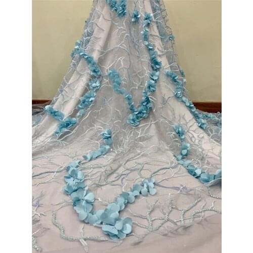 Beaded super quality mayerial African lace fabric 2019 latest High Quality Tulle French Lace Fabric With beads YG-655