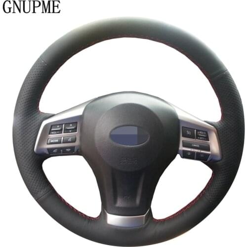 Black Artificial Leather Hand-stitched Car Steering Wheel Cover for Subaru Forester 2008-2015 Legacy 2013-2014 Impreza 2008-2011