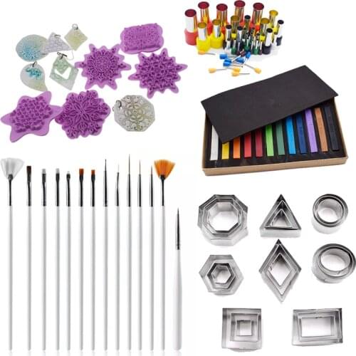 Designer DIY clay Jewelry making Kit Stainless Steel Geometry Cutter mold mandala Stamp coloring ceramic polymer clay Tools