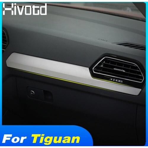 For VW Tiguan Mk2 2020-2017 Central Control Dashboard Strip Interior Decoration Trim Stainless Steel Car Accessories Styling