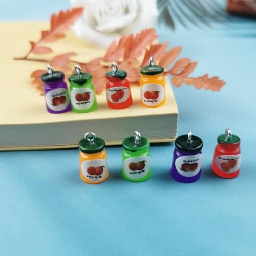JeQue 10pcs Charms Canned Fruit Bottle Pendants Crafts Making Findings Handmade Jewelry DIY for Earrings Necklace 10*18mm