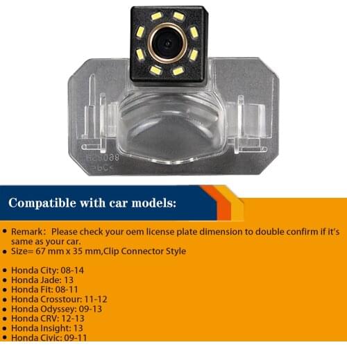 HD 720P Rear View Camera for Honda Fit CIVIC CIIMO Accord CITY Civic MK7 MK8 MK9 Odyssey/CRV Reversing Waterproof camera