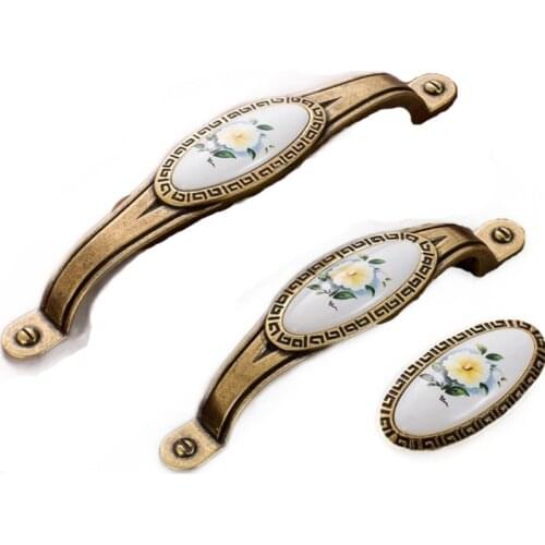Ceramic Handles Drawer Antique Dresser Pulls and Knobs Classic Vintage Kitchen Cabinet Door Handle Pulls Handles Decor 733