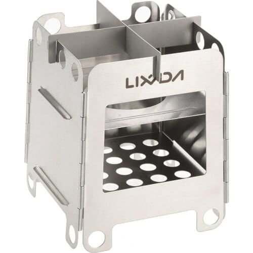 Lixada Portable Stainless Steel Lightweight Folding Wood Stove Pockets Alcohol Stove Outdoor Cooking Camping Backpacking Stove