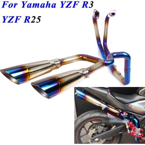 Motorcycle Exhaust Front Connection Middle Link Pipe Slip On For Yamaha R3 YZF R25 YZF-R3 Full System Modified Muffler Escape