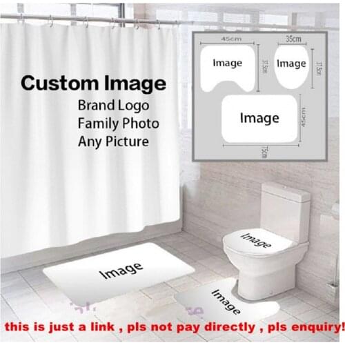 3D Print Personality Custom Shower Curtain Set Home Toilet Cover Non-Slip Mat Set Bathroom 4 Piece Set Send Picture Bathroom Set