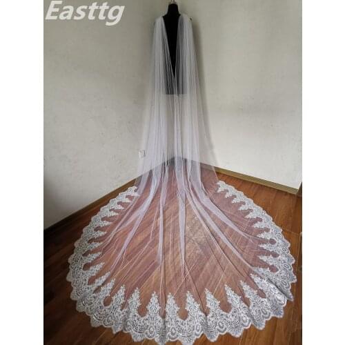 2021 Real picture New Arrival White/Ivory Wedding Cape Veil Bridal Cloak Lace Shawl Cathedral Long Wedding Accessories Lace