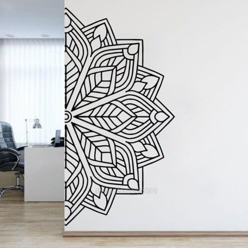Wall Decal Mandala Half Mandala Vinyl Wall Sticker Yoga Gift Ideas Master Bedroom Headboard Art Pattern Decoration LL2222