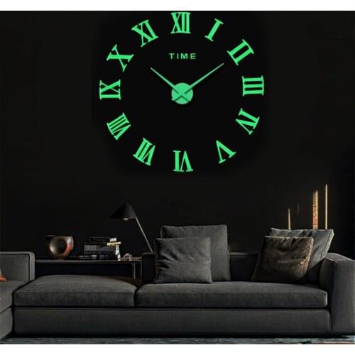 Wall Luminous Clock DIY 3d Sticker Modern Home Bar Decor Watch
