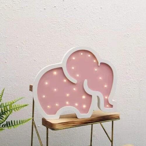 New Design LED Elephant Shaped MDF Wood Night Light Battery Operated for Home Decor Baby Room