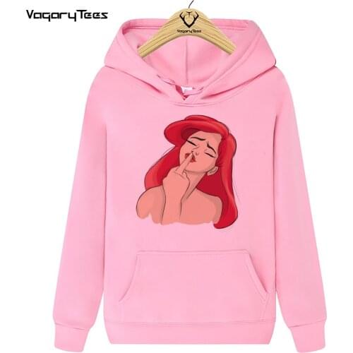 New Graphic Funny Pink middle finger Princess Vogue Harajuku Hoodies Sweatshirts Korean Tops Kawaii Streetwear Camiseta Mujer