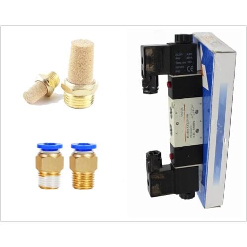 AIRTAC 4V230-08C 5 Way 3 Position 1/4" Pneumatic Solenoid Valve DC12V DC24V AC110V AC220V w Fittings Connector 4 6 8 10 12mm