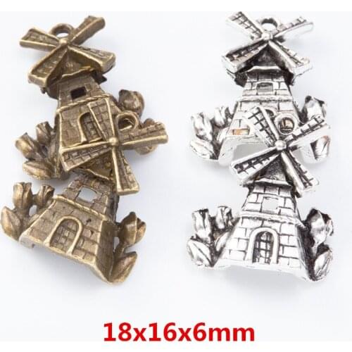 25 pieces of retro metal zinc alloy windmille pendant for DIY handmade jewelry necklace making 7384