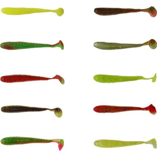BassLegend Salted Fishing Soft Ring Shad T Tail Shape Worm Super Soft Swimbait Bass Pike Walleye Lure 50mm 0.6g