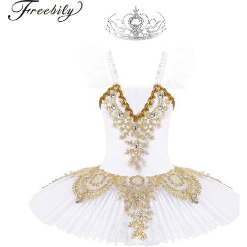 White Sequined Professional Ballet Tutu Kids Girls Ballet Dress Chlid Stage Wear Ballerina Swan Lake Dance Performance Costume