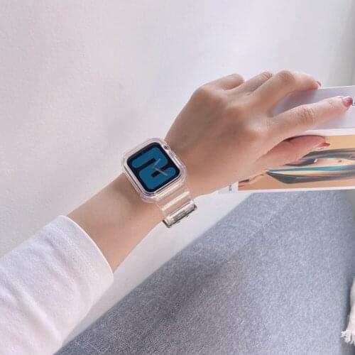 Link for Apple Watch Band Series 1 2 3 4 5 6 se Rubber case for Iwatch Strap transparent 38mm 40mm 42mm 44mm