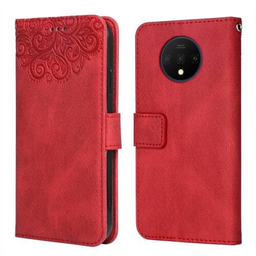 Luxury Leather Case for OnePlus 7T Flower Embossing Wallet Flip Phone Case for OnePlus 7 T 1+7T Cover Card Slot Funda
