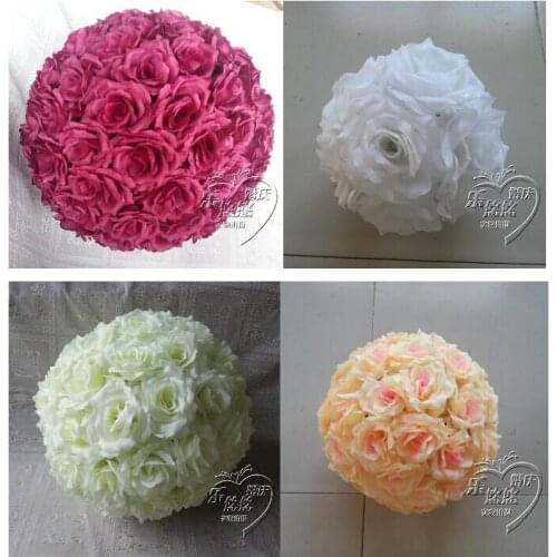 20" 50 CM Large Artificial Silk Rose Flower Ball Kissing Balls Craft Ornament For Christmas Wedding Party Decoration Supplies
