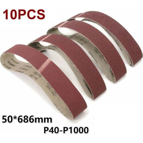 10Pack 686*50mm Sanding Belts 40-1000 Grit Aluminium Oxide Sander Sanding Belts Polishing Machine Abrasive Tools